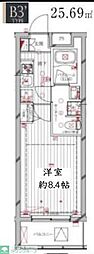 レガリス洗足池 1Kの間取図画像