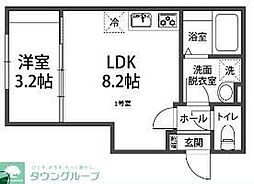 コスタリブロ中延 1LDKの間取図画像