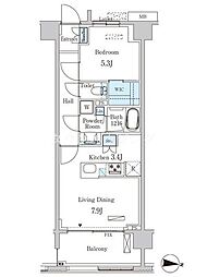 オアーゼ池上テラス 1LDKの間取図画像