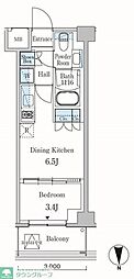PARKAXIS蒲田 1DKの間取図画像