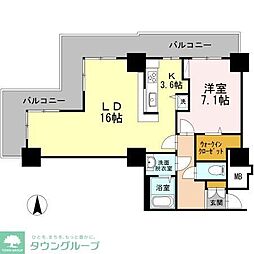 品川シーサイドビュータワー1 1LDKの間取図画像