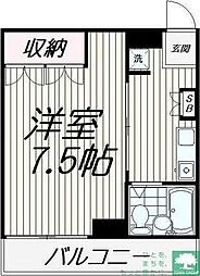 東急大井町線 中延駅 徒歩4分の賃貸マンション 2階1LDKの間取り