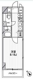 都営浅草線 西馬込駅 徒歩3分の賃貸マンション 2階1Kの間取り