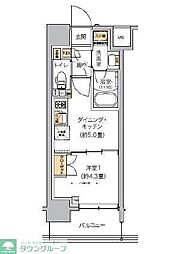 JR京浜東北・根岸線 田町駅 徒歩15分の賃貸マンション 12階1DKの間取り