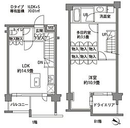 東急東横線 都立大学駅 徒歩10分の賃貸マンション 1階1SLDKの間取り