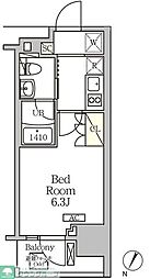 JR山手線 目黒駅 徒歩6分の賃貸マンション 5階1Kの間取り