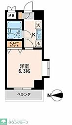 都営浅草線 中延駅 徒歩1分の賃貸マンション 9階1Kの間取り