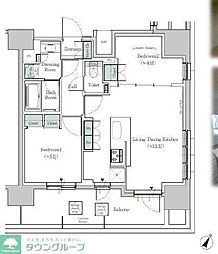 都営三田線 三田駅 徒歩8分の賃貸マンション 14階2LDKの間取り