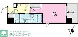 京急本線 大森海岸駅 徒歩4分の賃貸マンション 7階1Kの間取り