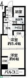 都営浅草線 馬込駅 徒歩11分の賃貸マンション 4階2Kの間取り