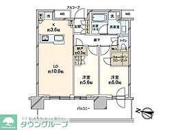 プラウドタワー目黒MARC 2LDKの間取図画像
