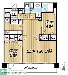 パークホームズ大岡山ラヴィアンコート 2LDKの間取図画像