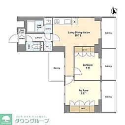 OPENBLOOM綾瀬 2LDKの間取図画像