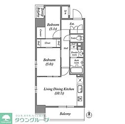 コスモグラシア三ノ輪 2LDKの間取図画像