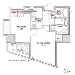 パークキューブ八丁堀 1LDKの間取図画像