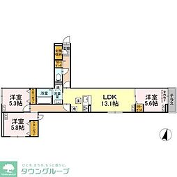 セレスティア江戸川II 3LDKの間取図画像