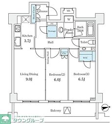 グレンパーク駒場WEST 2LDKの間取図画像