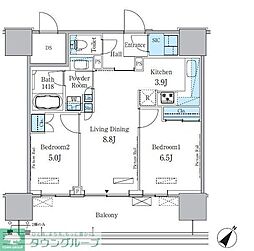HARUMIFLAGPARKVILLAGEA棟 2LDKの間取図画像