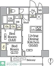 PRIMEGARDEN上野御徒町 2LDKの間取図画像