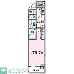 サンライズ大和 1Kの間取図画像
