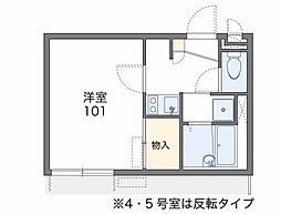 レオパレスカラコレス 1Kの間取図画像