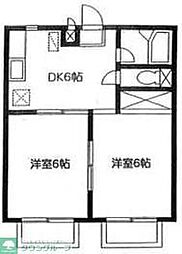 グレートヒルツ 2DKの間取図画像