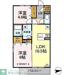 ソレイユC 2LDKの間取図画像