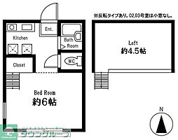 ハーミットクラブハウス四季美台B ワンルームの間取図画像