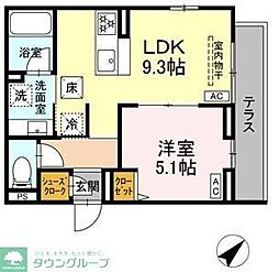 ジェルベーラ東柏ケ谷 1LDKの間取図画像