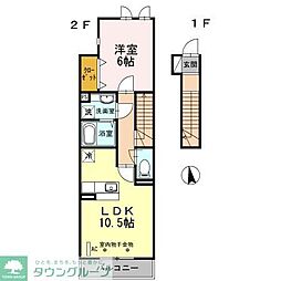 シャルムA 1LDKの間取図画像