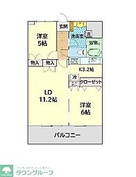 深見台レジデンス第2 2LDKの間取図画像