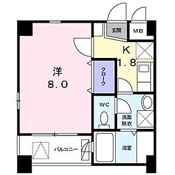 ミュアフィールド 1Kの間取図画像