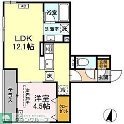 アルベート湘南台 1LDKの間取図画像