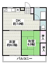 大岡ビル 2DKの間取図画像