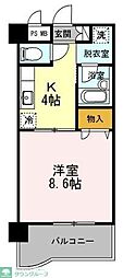 ルネス・カリヨン 1DKの間取図画像
