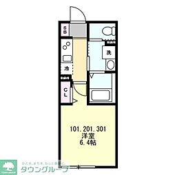 横浜市保土ケ谷区西久保町アパート 1Kの間取図画像