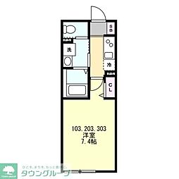 横浜市保土ケ谷区西久保町アパート 1Kの間取図画像