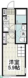 Tina二俣川 1Kの間取図画像