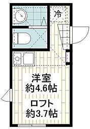 HARUふたまたがわ ワンルームの間取図画像