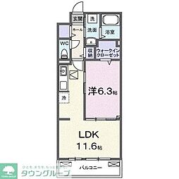 ブリーズヒル 1LDKの間取図画像