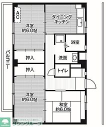 ビレッジハウス阿久和2号館 3DKの間取図画像