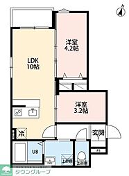 相模原市南区東林間4丁目アパート 2LDKの間取図画像