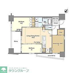 京急本線 横須賀中央駅 徒歩4分の賃貸マンション 7階2SLDKの間取り