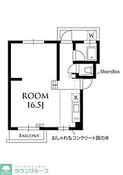 メゾンドカルピヨンB ワンルームの間取図画像