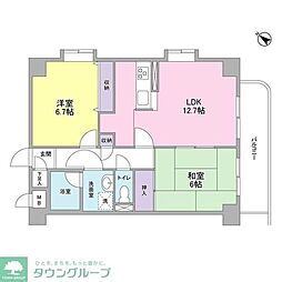 レジデンス横浜南 2LDKの間取図画像