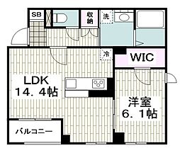 カーサルボートン 1LDKの間取図画像
