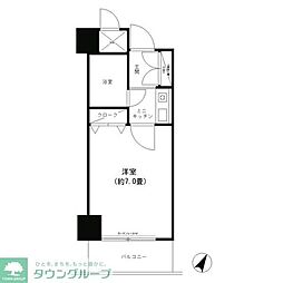 コシノパークサイドビル ワンルームの間取図画像