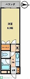 公田フーガトミー 1Kの間取図画像