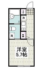 リーヴァ・フォレスタB 1Kの間取図画像