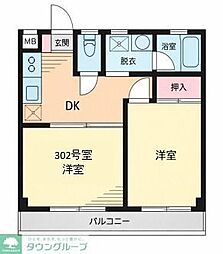 池田マンション 2DKの間取図画像